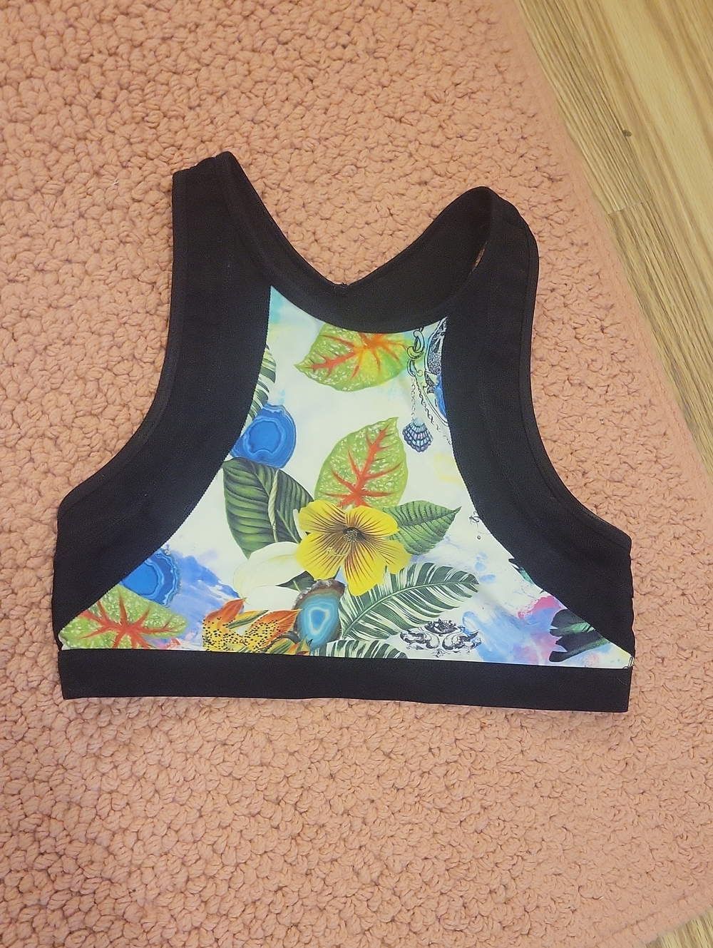 Athleta Black Floral Racerback Bikin Top - Tropical Print